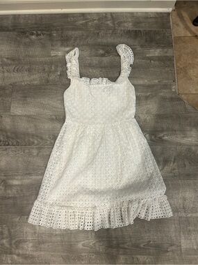 Lulu's White Eyelet Ruffle-Strap Sundress for Kids